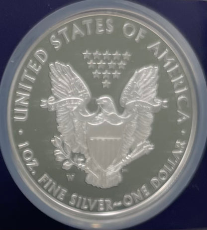 Proof 2008 (W) $1 American Silver Eagle NGC PF70 Trader Bea Private Issue Purple Foil Holder Rare
