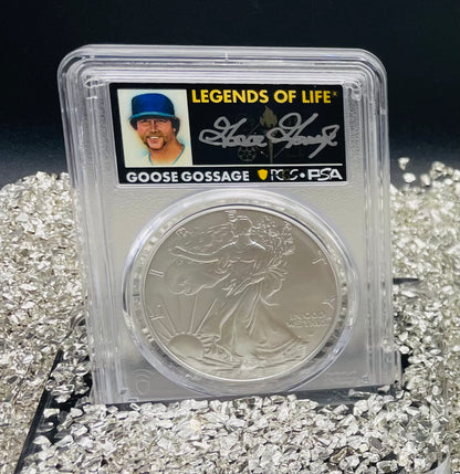 2025 $1 American Silver Eagle PCGS MS70 FDOI Legends of Life MLB Hall of Fame Goose Gossage Signed Label Mint Condition (Rare 1 of 10)