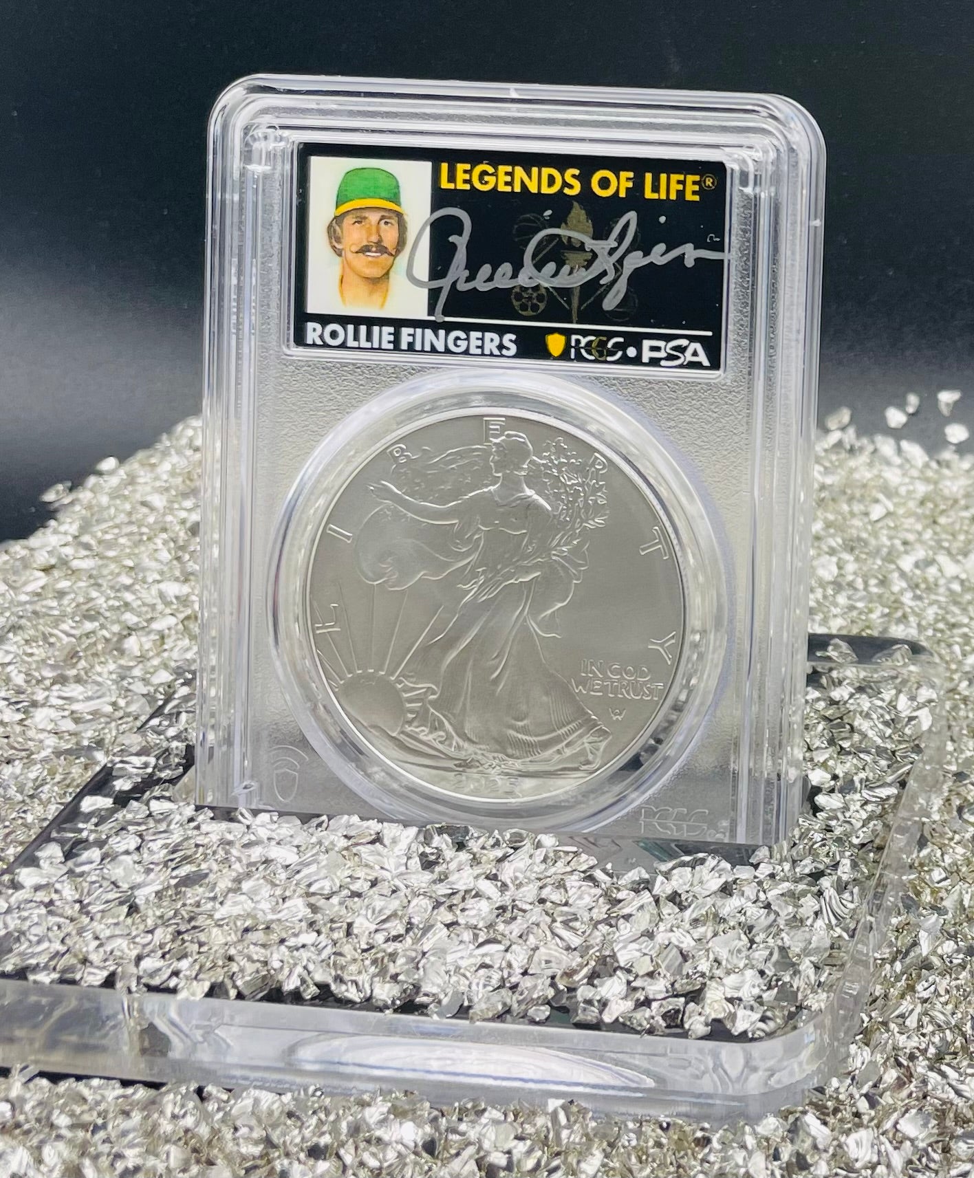 2025 $1 American Silver Eagle PCGS MS70 FDOI Legends of Life MLB Hall of Fame Rollie Fingers Signed Label Limited Edition (Rare 1 of 10)