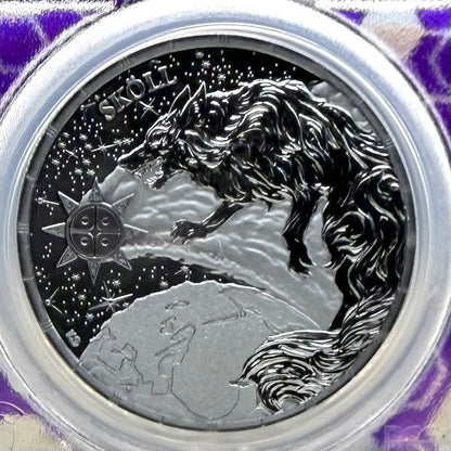 2024 1 oz .9999 Silver Private Issue PCGS MS70 Ragnarok Skoll Proof-like Finish Trader Bea Purple Holder Mint (Rare 1 of 200)