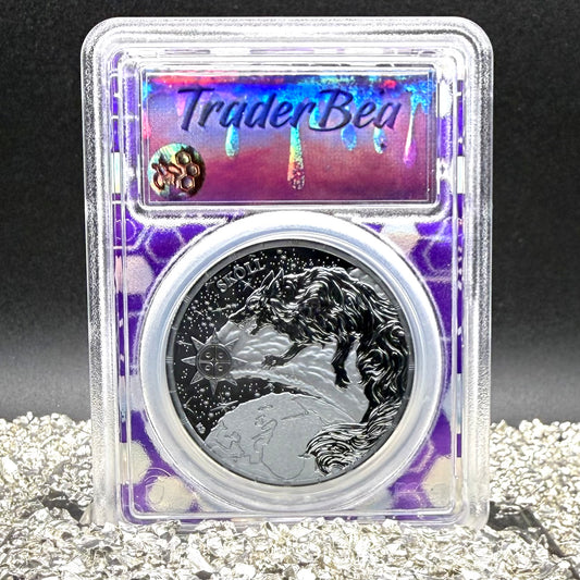 2024 1 oz .9999 Silver Private Issue PCGS MS70 Ragnarok Skoll Proof-like Finish Trader Bea Purple Holder Mint (Rare 1 of 200)