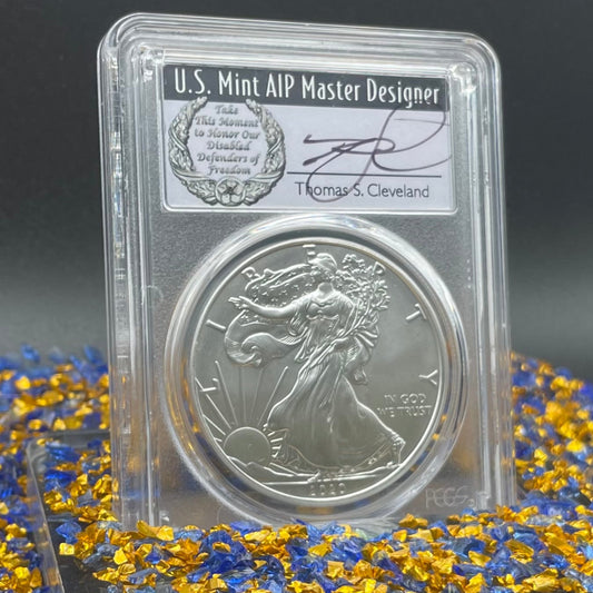 2020 $1 American Silver Eagle PCGS MS70 FDOI Master Designer Thomas Cleveland Signed Label Mint Condition(1 of 225)