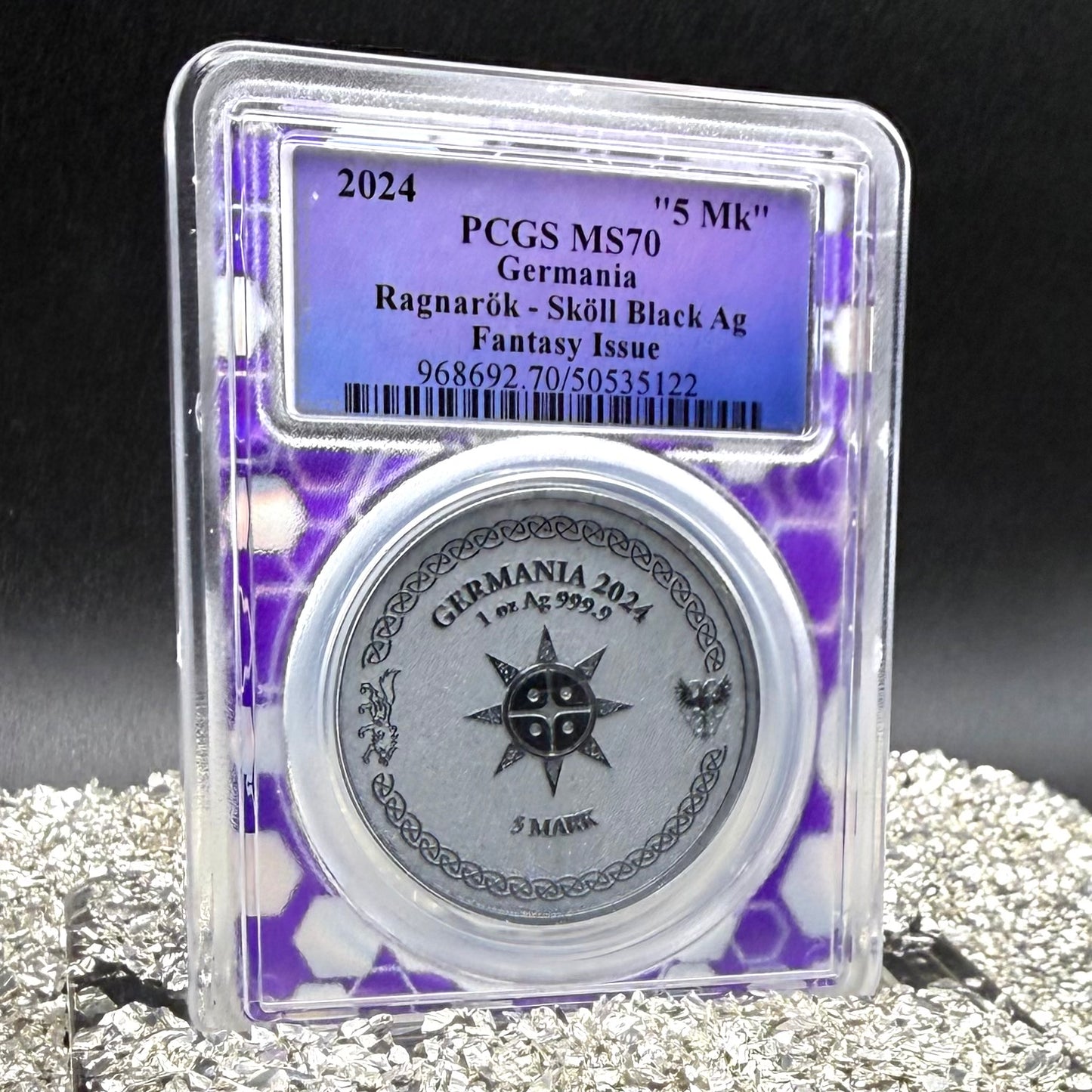 2024 1 oz .9999 Silver Private Issue PCGS MS70 Ragnarok Skoll Proof-like Finish Trader Bea Purple Holder Mint (Rare 1 of 200)