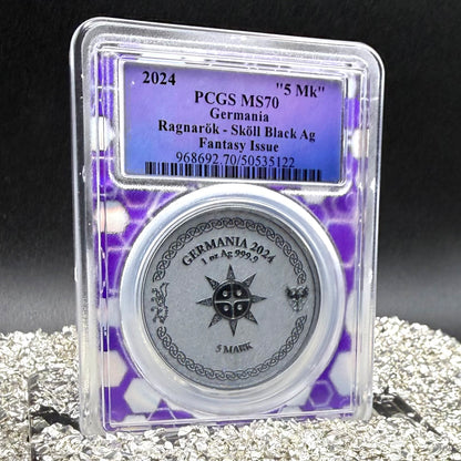 2024 1 oz .9999 Silver Private Issue PCGS MS70 Ragnarok Skoll Proof-like Finish Trader Bea Purple Holder Mint (Rare 1 of 200)