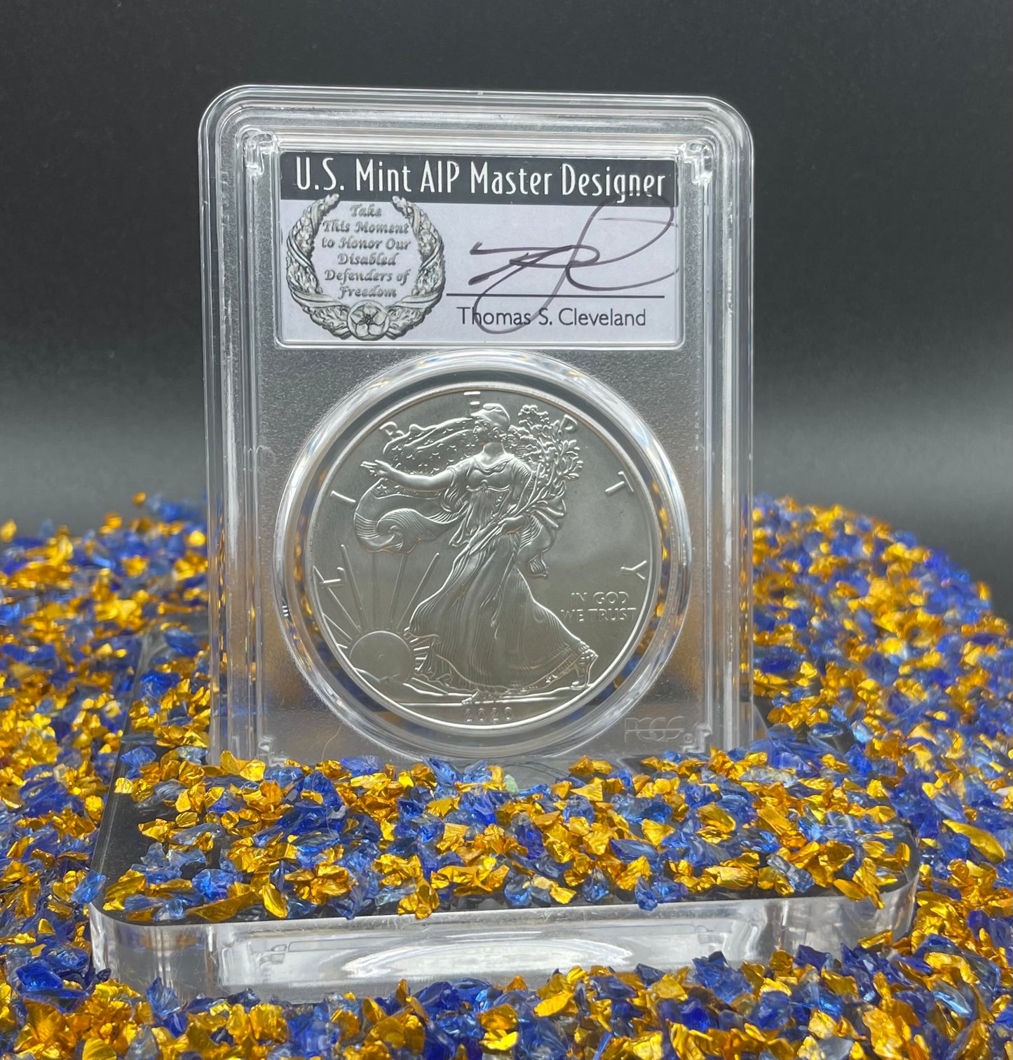 2020 $1 American Silver Eagle PCGS MS70 FDOI Master Designer Thomas Cleveland Signed Label Mint Condition(1 of 225)