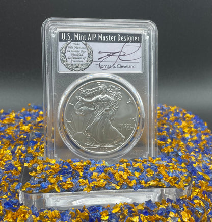2020 $1 American Silver Eagle PCGS MS70 FDOI Master Designer Thomas Cleveland Signed Label Mint Condition(1 of 225)