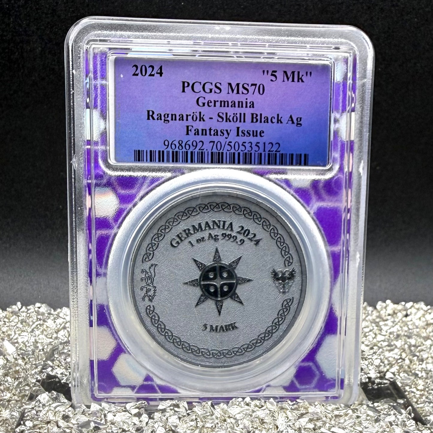 2024 1 oz .9999 Silver Private Issue PCGS MS70 Ragnarok Skoll Proof-like Finish Trader Bea Purple Holder Mint (Rare 1 of 200)