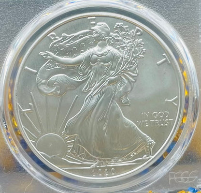 2020 $1 American Silver Eagle PCGS MS70 FDOI Master Designer Thomas Cleveland Signed Label Mint Condition(1 of 225)