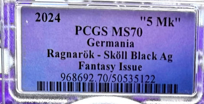 2024 1 oz .9999 Silver Private Issue PCGS MS70 Ragnarok Skoll Proof-like Finish Trader Bea Purple Holder Mint (Rare 1 of 200)