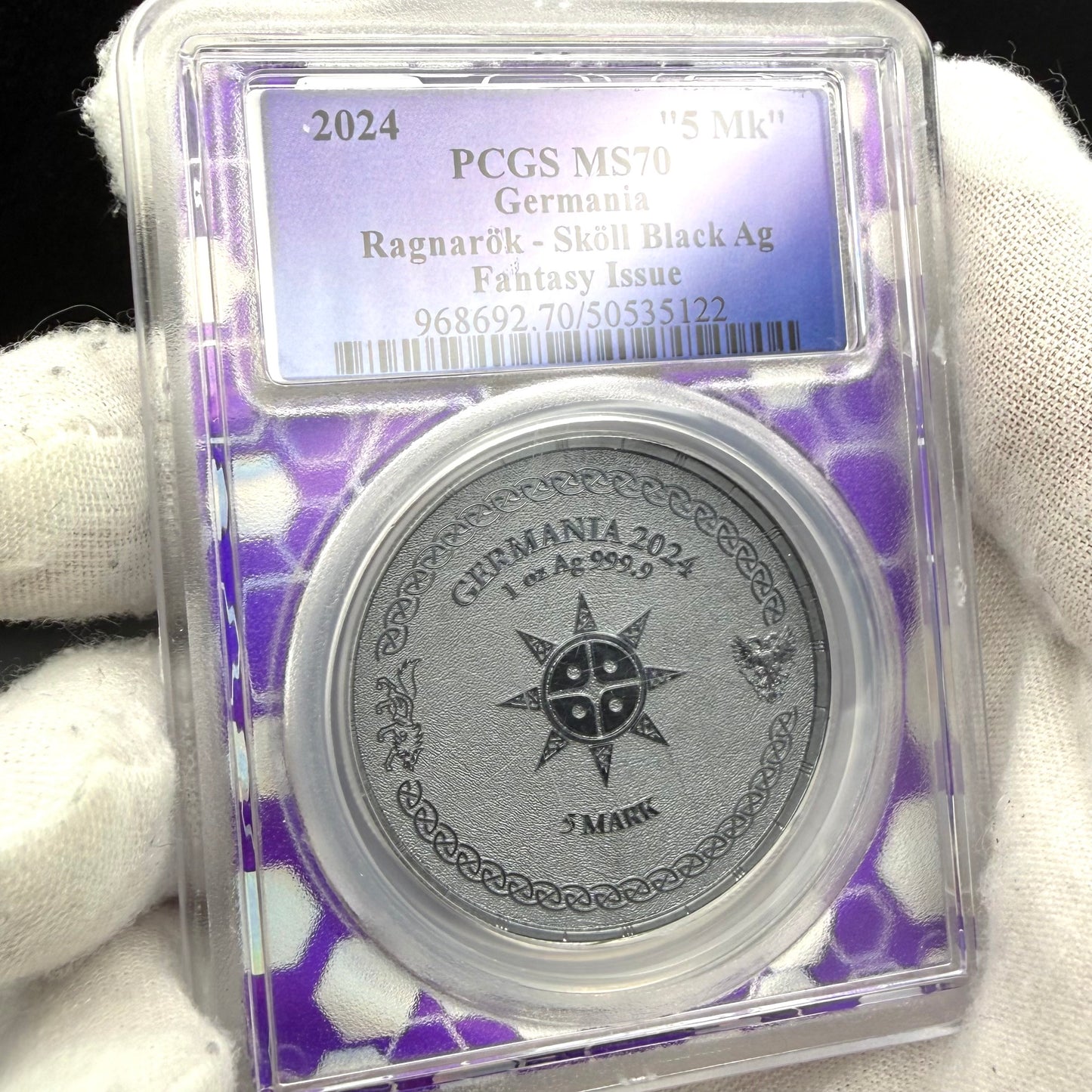 2024 1 oz .9999 Silver Private Issue PCGS MS70 Ragnarok Skoll Proof-like Finish Trader Bea Purple Holder Mint (Rare 1 of 200)
