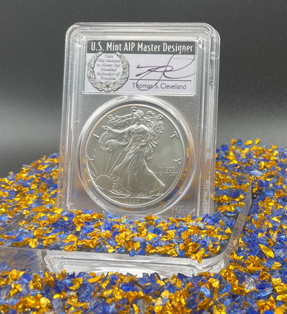 2020 $1 American Silver Eagle PCGS MS70 FDOI Master Designer Thomas Cleveland Signed Label Mint Condition(1 of 225)