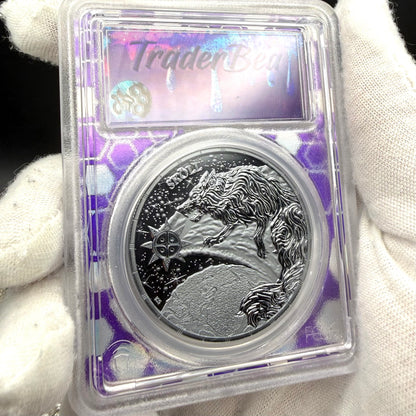 2024 1 oz .9999 Silver Private Issue PCGS MS70 Ragnarok Skoll Proof-like Finish Trader Bea Purple Holder Mint (Rare 1 of 200)