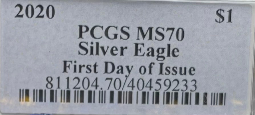 2020 $1 American Silver Eagle PCGS MS70 FDOI Master Designer Thomas Cleveland Signed Label Mint Condition(1 of 225)