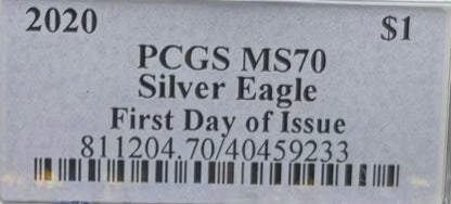 2020 $1 American Silver Eagle PCGS MS70 FDOI Master Designer Thomas Cleveland Signed Label Mint Condition(1 of 225)