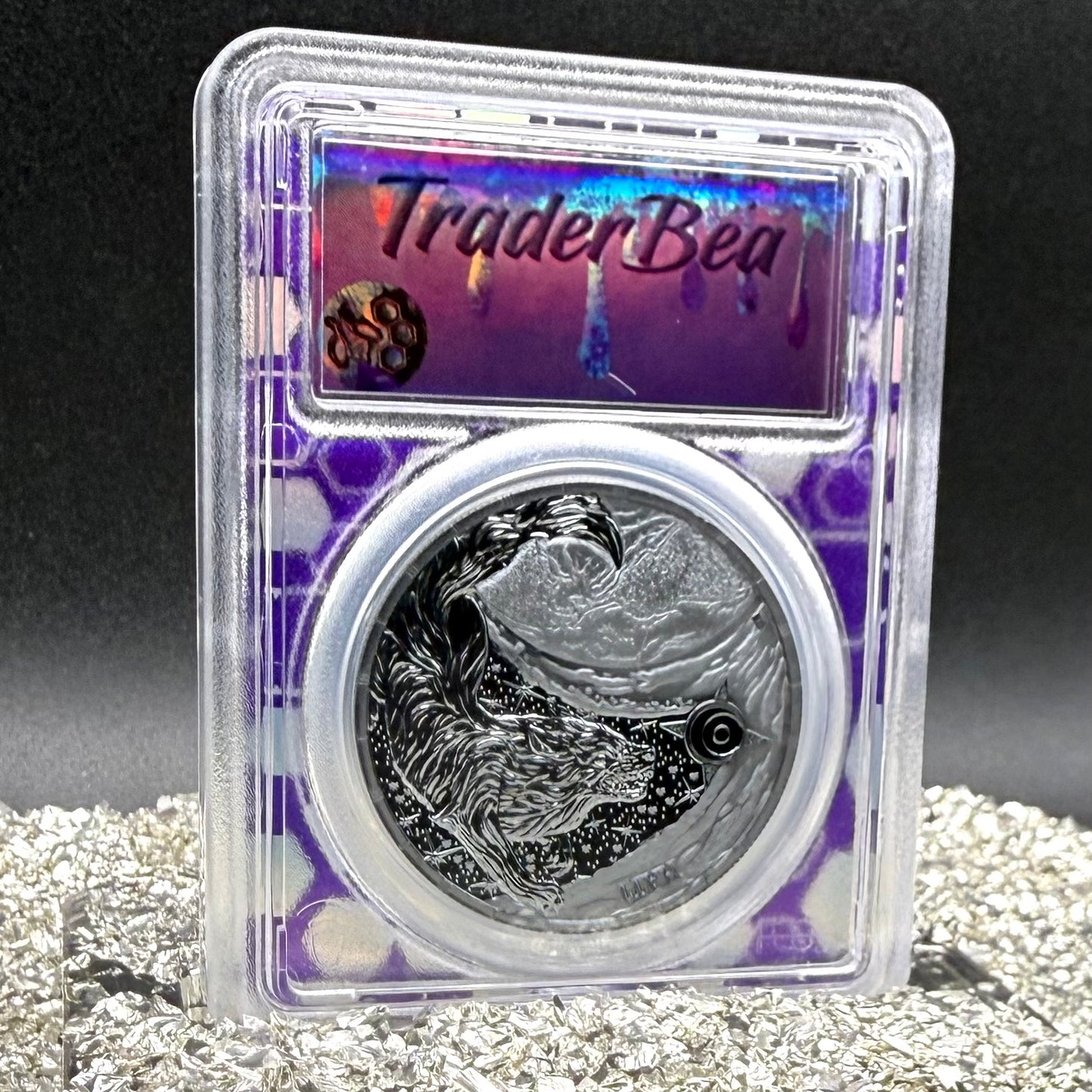 2024 1 oz .9999 Silver Private Issue PCGS MS70 Ragnarok Hati Proof-like Finish Trader Bea Purple Holder Mint (Rare 1 of 200)