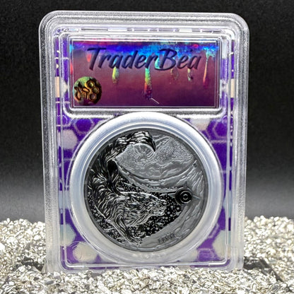2024 1 oz .9999 Silver Private Issue PCGS MS70 Ragnarok Hati Proof-like Finish Trader Bea Purple Holder Mint (Rare 1 of 200)