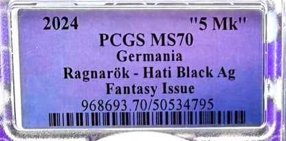 2024 1 oz .9999 Silver Private Issue PCGS MS70 Ragnarok Hati Proof-like Finish Trader Bea Purple Holder Mint (Rare 1 of 200)