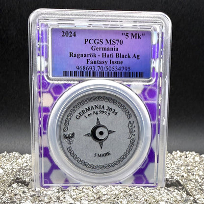 2024 1 oz .9999 Silver Private Issue PCGS MS70 Ragnarok Hati Proof-like Finish Trader Bea Purple Holder Mint (Rare 1 of 200)