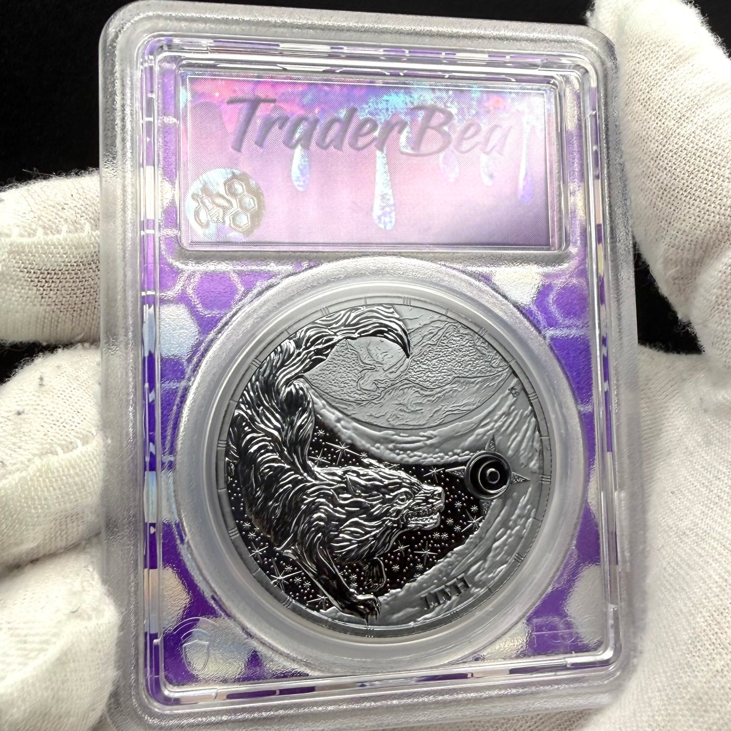 2024 1 oz .9999 Silver Private Issue PCGS MS70 Ragnarok Hati Proof-like Finish Trader Bea Purple Holder Mint (Rare 1 of 200)