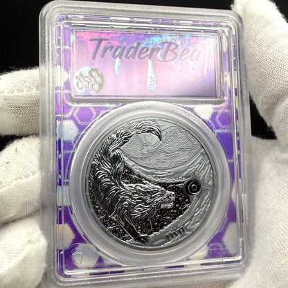 2024 1 oz .9999 Silver Private Issue PCGS MS70 Ragnarok Hati Proof-like Finish Trader Bea Purple Holder Mint (Rare 1 of 200)