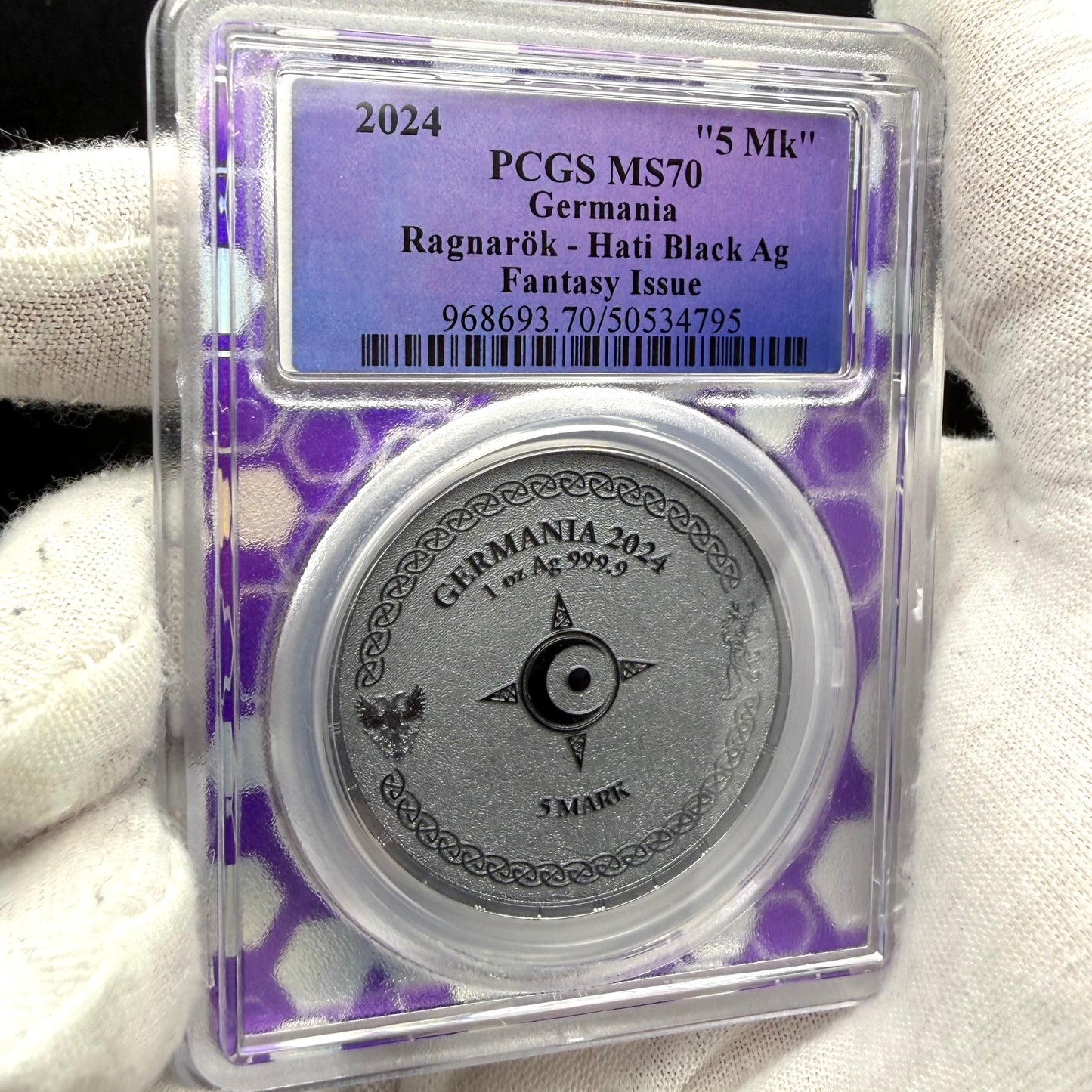 2024 1 oz .9999 Silver Private Issue PCGS MS70 Ragnarok Hati Proof-like Finish Trader Bea Purple Holder Mint (Rare 1 of 200)