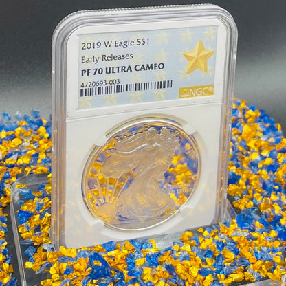 Proof 2019 (W) $1 American Silver Eagle NGC PF70 Early Releases Modern West Point Gold Star Label (1 of 4,482)