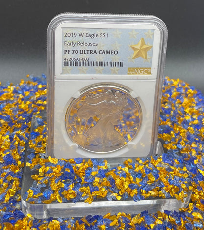 Proof 2019 (W) $1 American Silver Eagle NGC PF70 Early Releases Modern West Point Gold Star Label (1 of 4,482)