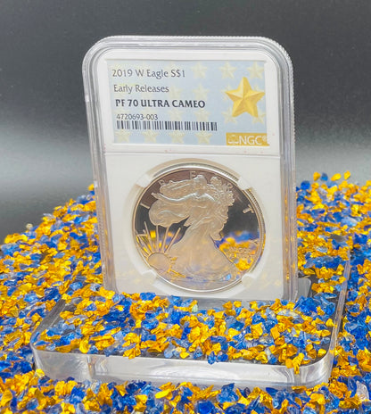 Proof 2019 (W) $1 American Silver Eagle NGC PF70 Early Releases Modern West Point Gold Star Label (1 of 4,482)