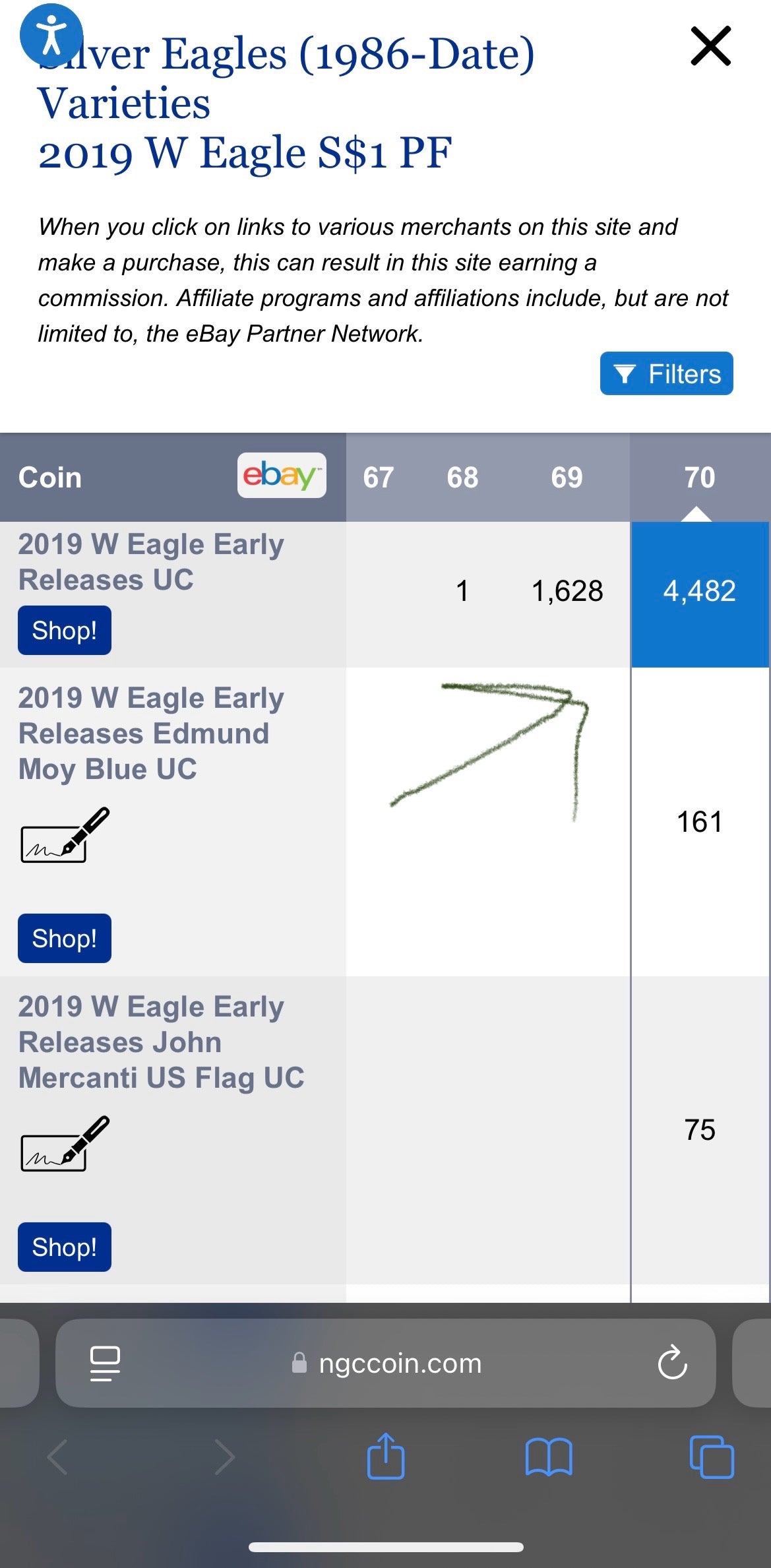 Proof 2019 (W) $1 American Silver Eagle NGC PF70 Early Releases Modern West Point Gold Star Label (1 of 4,482)