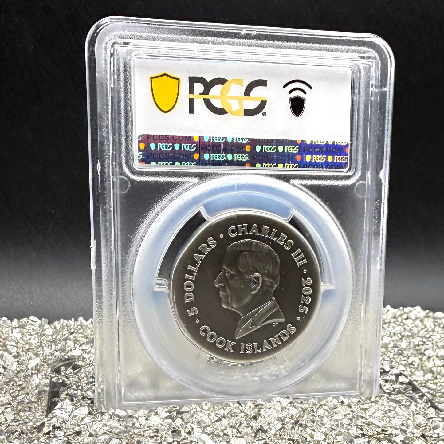 2025 1 oz $5 Cook Islands Silver Dollar PCGS FDOI SP70 Burnished Ultra High Relief Leon Antique Finish (1 of 50) Mint!