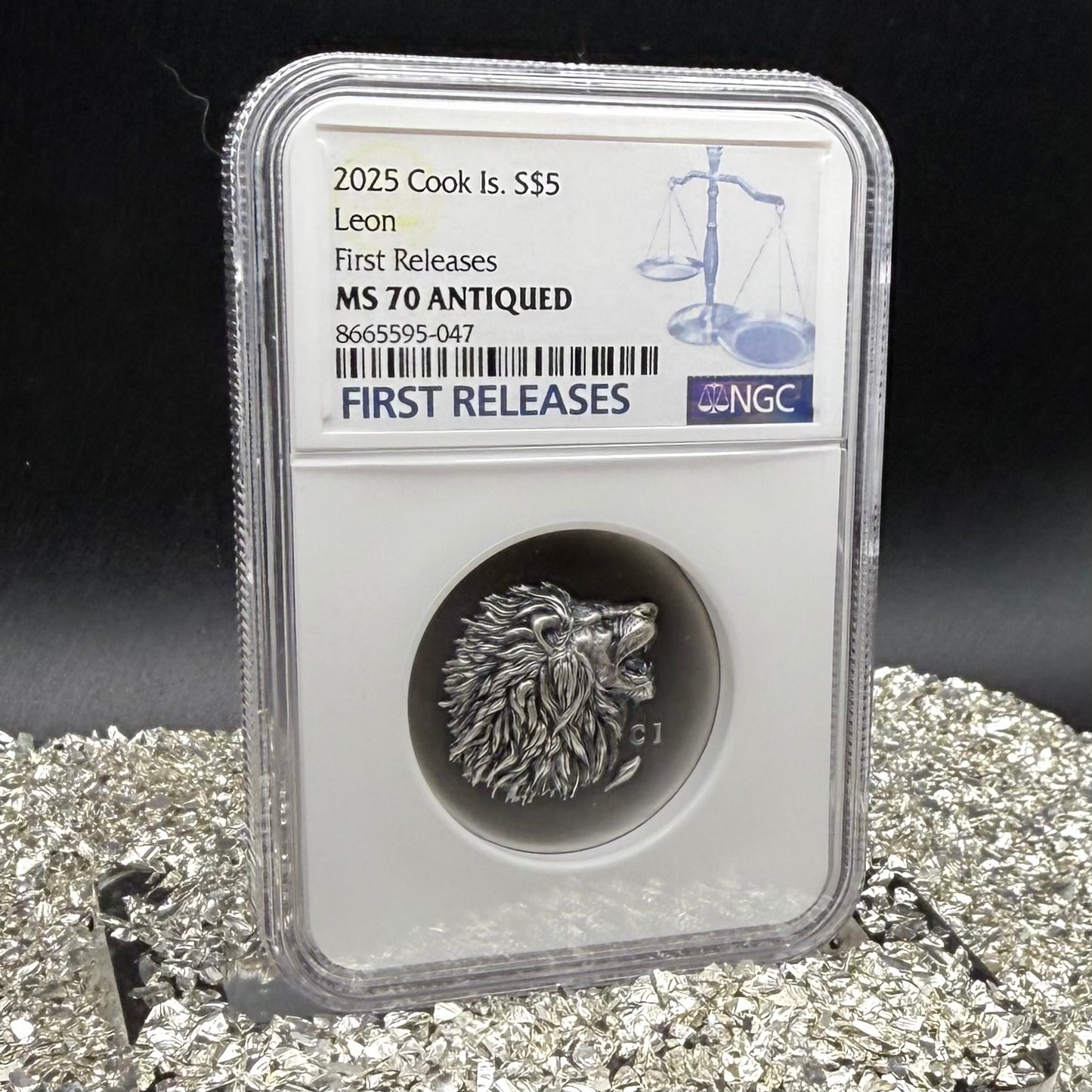 2025 1 oz $5 Cook Islands Silver Dollar NGC FDOI MS70 Burnished Ultra High Relief Leon Antique Finish (1 of 52) Mint!