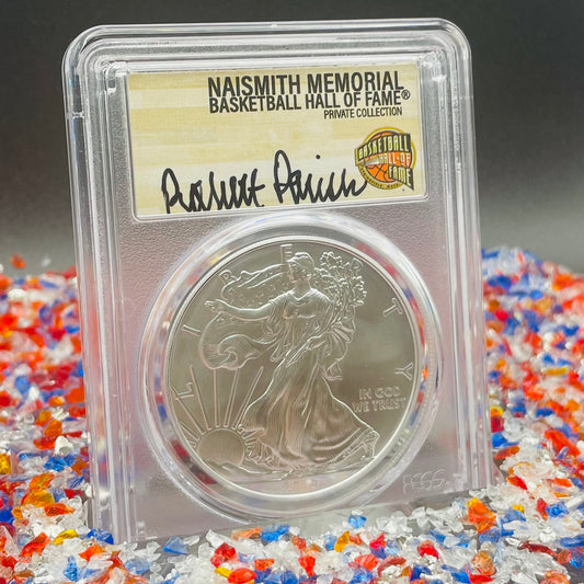 2019 $1 American Silver Eagle PCGS MS70 First Strike NBA Hall of Fame Robert Parish Signed Label Mint Condition 1 of 50