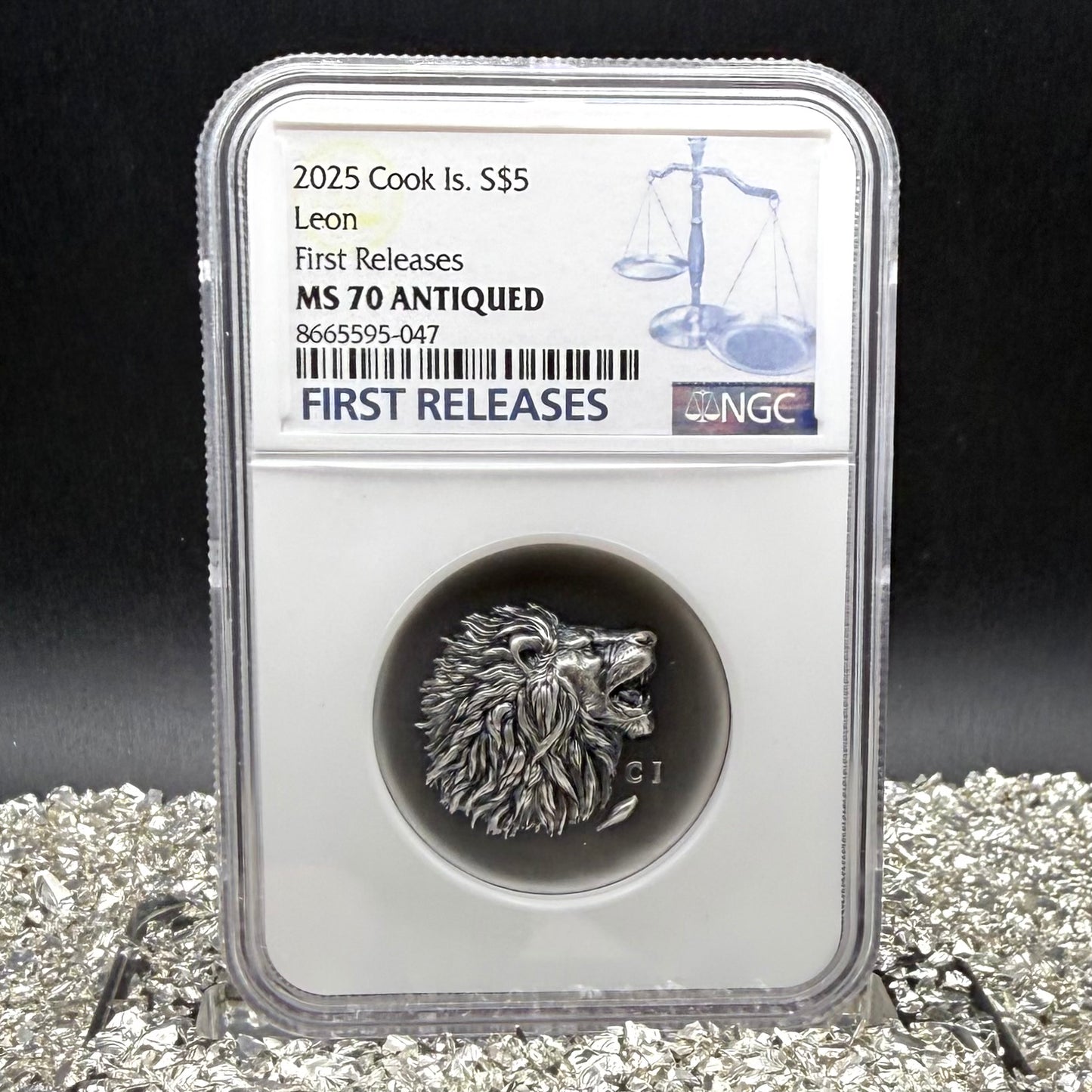 2025 1 oz $5 Cook Islands Silver Dollar NGC FDOI MS70 Burnished Ultra High Relief Leon Antique Finish (1 of 52) Mint!