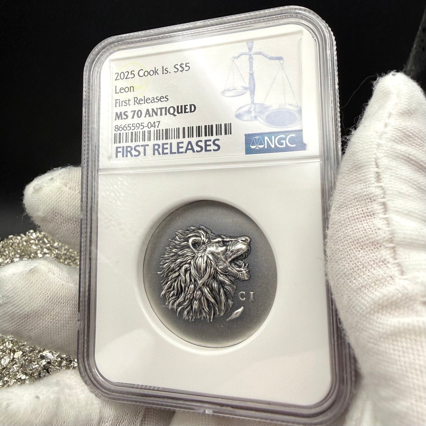 2025 1 oz $5 Cook Islands Silver Dollar NGC FDOI MS70 Burnished Ultra High Relief Leon Antique Finish (1 of 52) Mint!