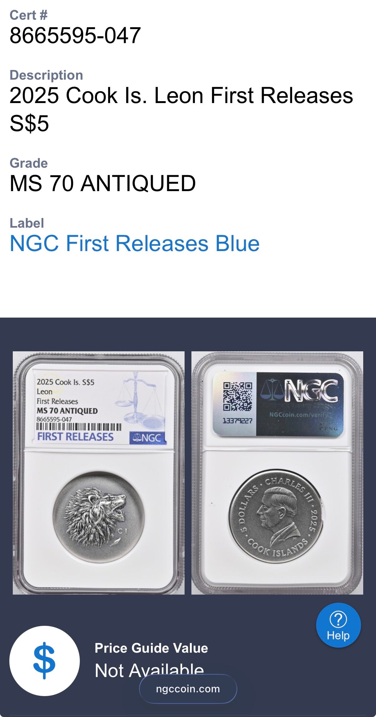 2025 1 oz $5 Cook Islands Silver Dollar NGC FDOI MS70 Burnished Ultra High Relief Leon Antique Finish (1 of 52) Mint!