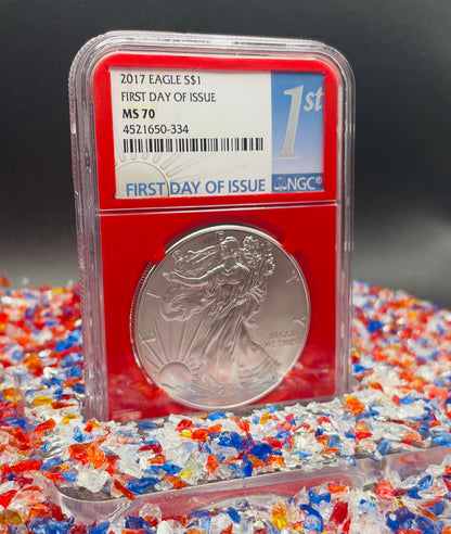2017 $1 American Silver Eagle NGC MS70 First Day of Issue Red Core Mint Condition (1 of 40,818)