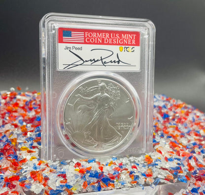 2021 $1 American Silver Eagle PCGS MS70 FDOI Type 2 Jim Peed Signed Label Mint Condition (1 of 3999)