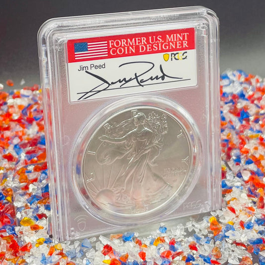 2021 $1 American Silver Eagle PCGS MS70 FDOI Type 2 Jim Peed Signed Label Mint Condition (1 of 3999)