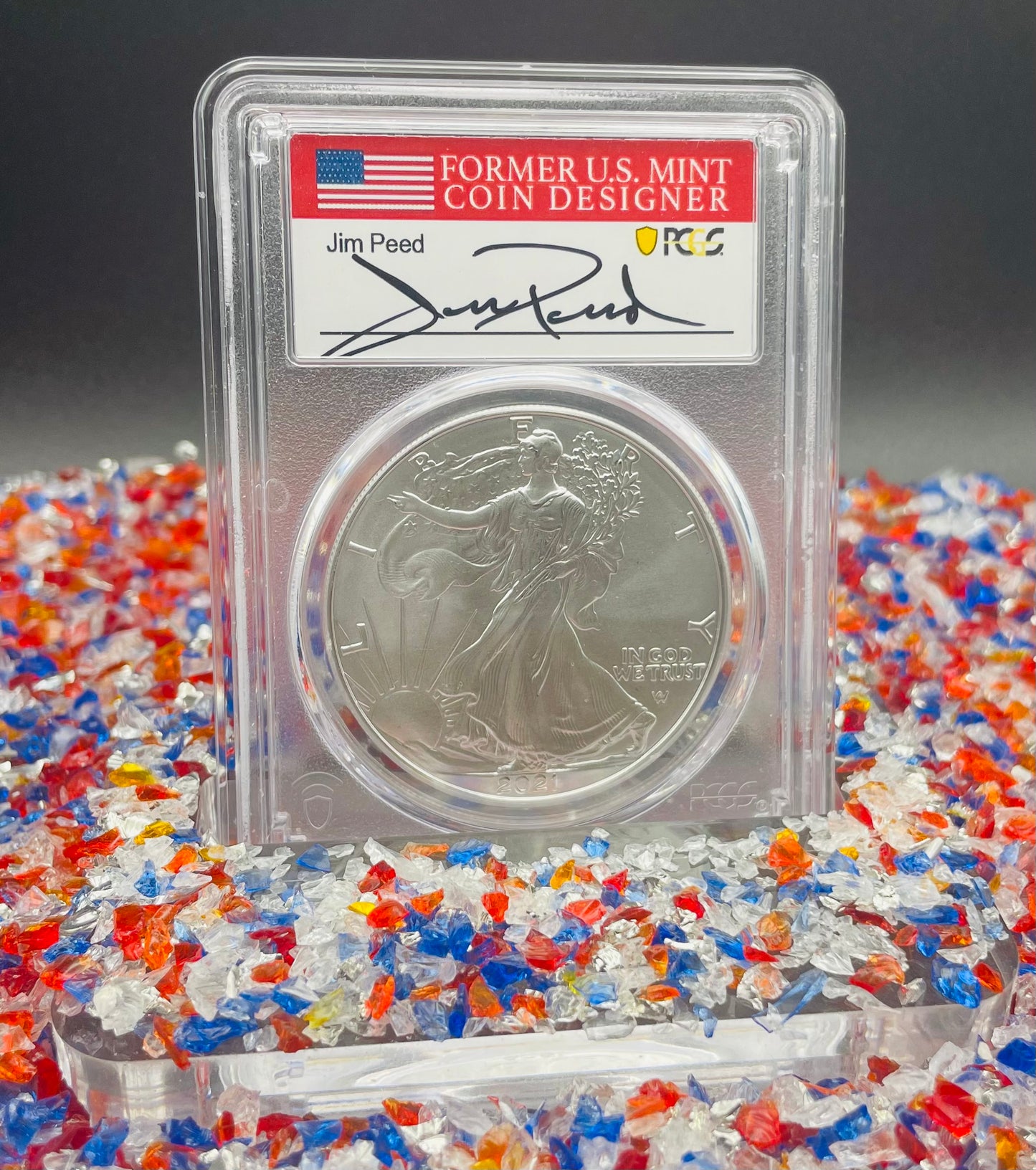 2021 $1 American Silver Eagle PCGS MS70 FDOI Type 2 Jim Peed Signed Label Mint Condition (1 of 3999)