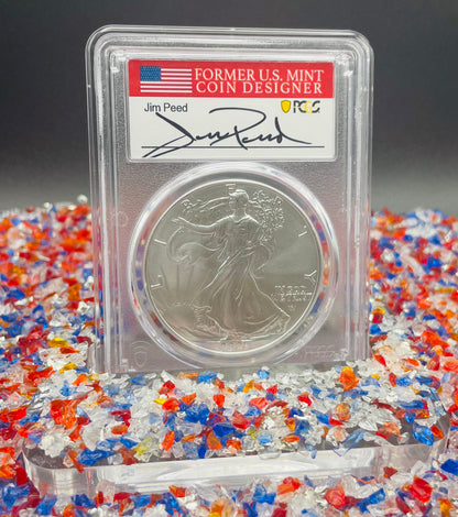 2021 $1 American Silver Eagle PCGS MS70 FDOI Type 2 Jim Peed Signed Label Mint Condition (1 of 3999)