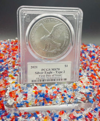2021 $1 American Silver Eagle PCGS MS70 FDOI Type 2 Jim Peed Signed Label Mint Condition (1 of 3999)