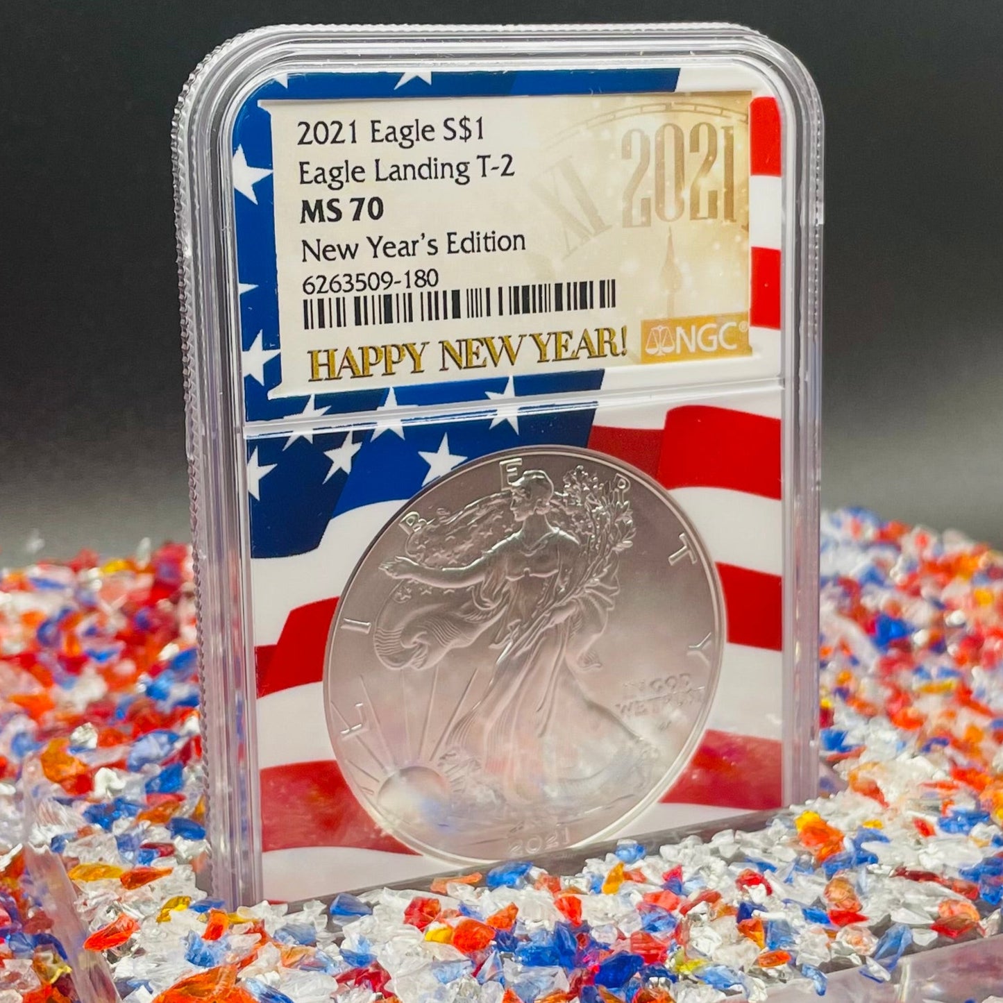 2021 $1 American Silver Eagle NGC MS70 New Years Edition Type 2 Ultra Rare Holder