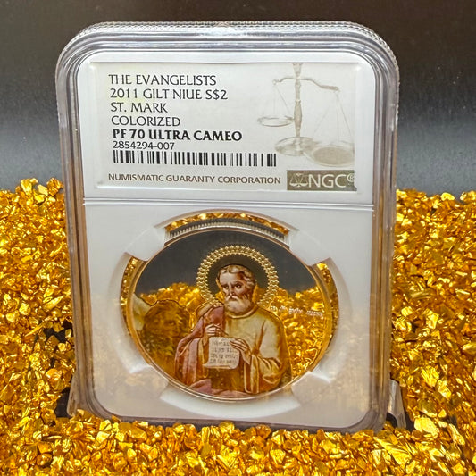 2011 Proof Niue Silver Dollar $2 NGC PF70UC Evangelists St. Mark Gilt Colorized (1 of 1)