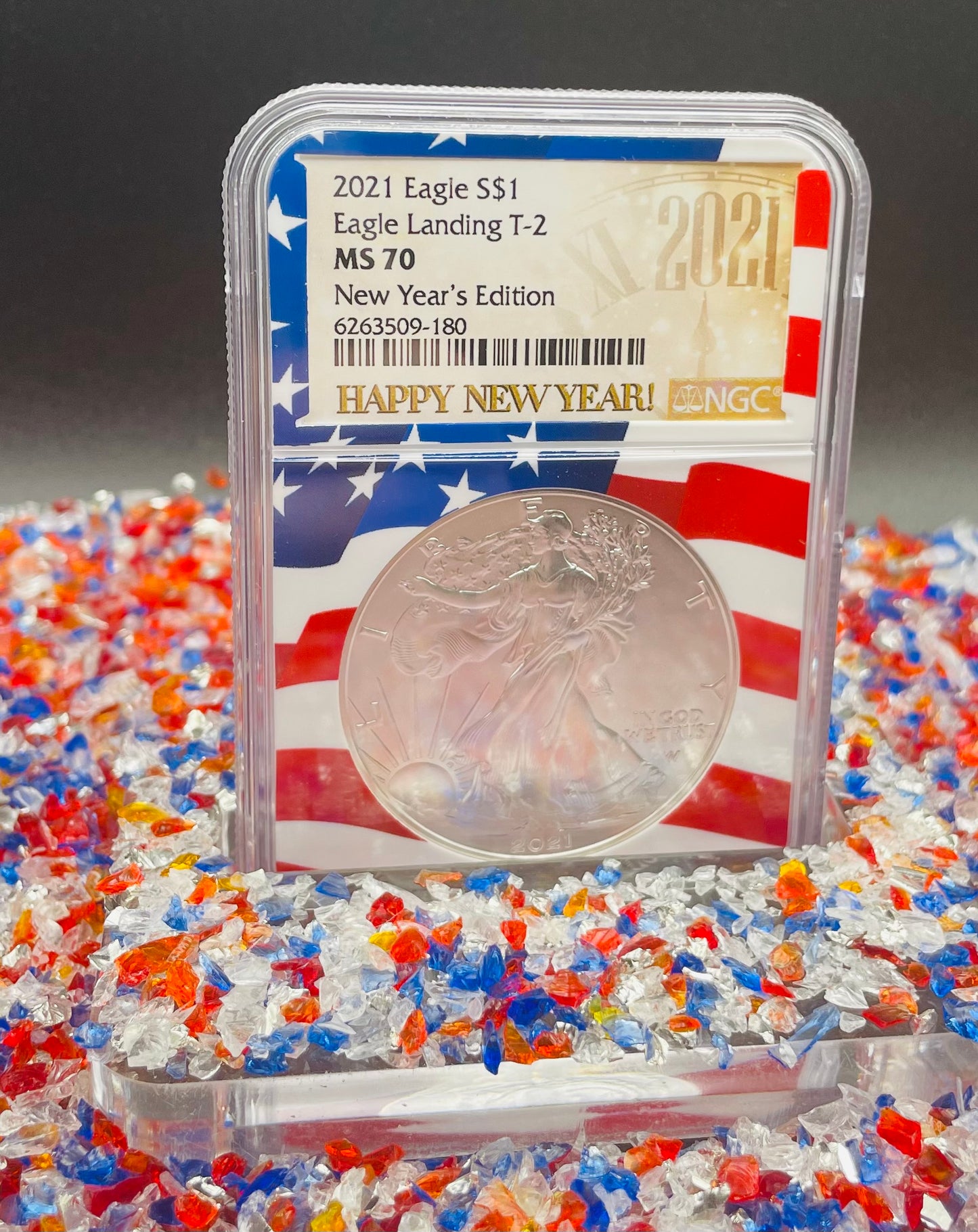 2021 $1 American Silver Eagle NGC MS70 New Years Edition Type 2 Ultra Rare Holder