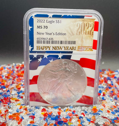 2022 $1 American Silver Eagle NGC MS70 New Years Edition Ultra Rare Holder