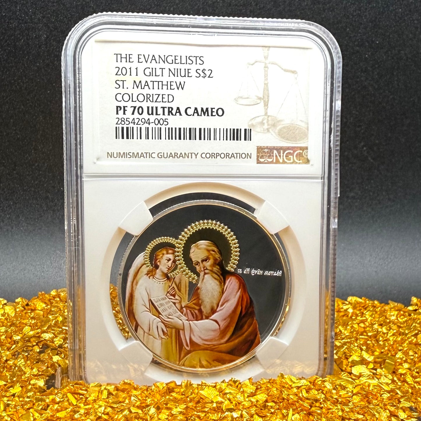 2011 Proof Niue Silver Dollar $2 NGC PF70UC Evangelists St. Matthew Gilt Colorized (1 of 1)