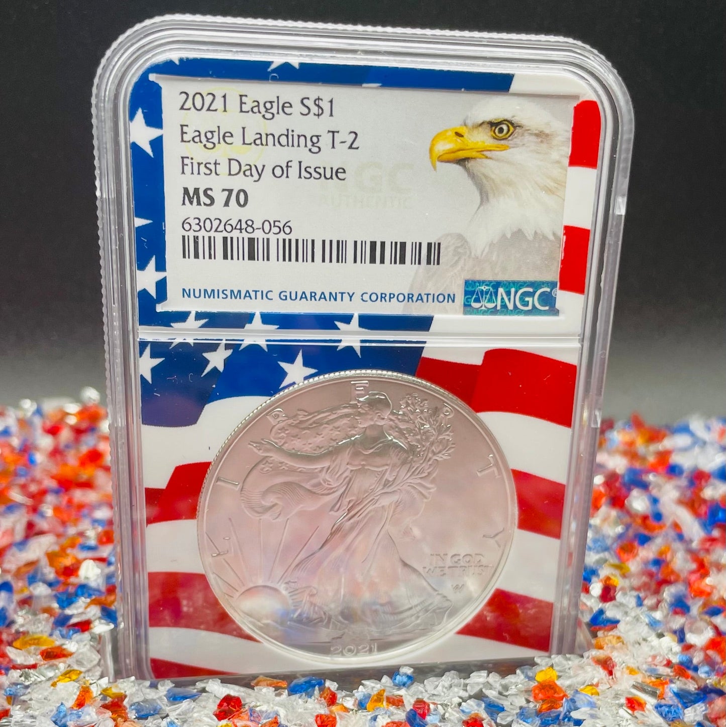 2021 $1 American Silver Eagle NGC MS70 First Day of Issue Type 2 Flag Holder Mint Condition (1 of 4,075)