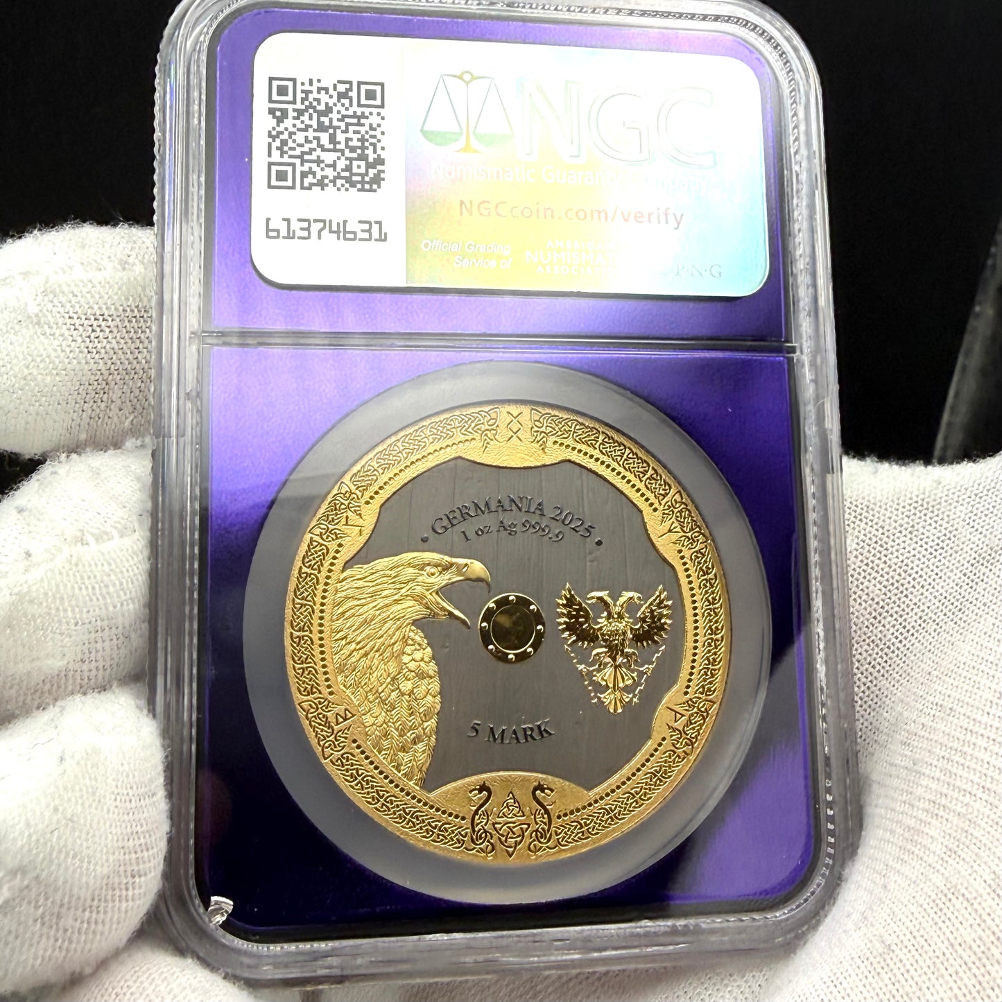 2025 1 oz .9999 Silver Private Issue NGC MS70 Valkyries - Arnhild 24K Gold Gilt Purple Holder Mint