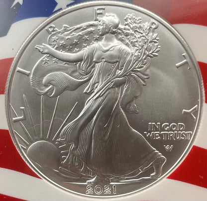 2021 $1 American Silver Eagle NGC MS70 First Day of Issue Type 2 Flag Holder Mint Condition (1 of 4,075)