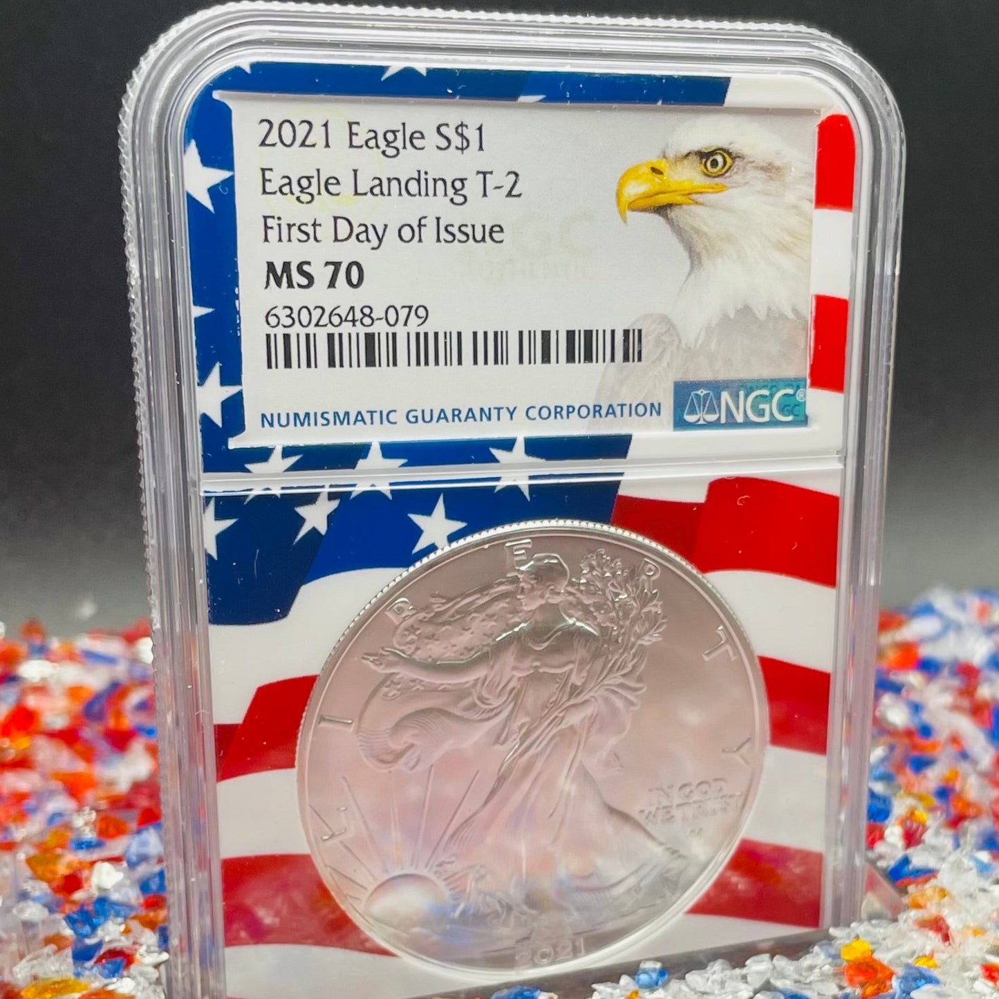 2021 $1 American Silver Eagle NGC MS70 First Day of Issue Type 2 Flag Holder Mint Condition (1 of 4,075)